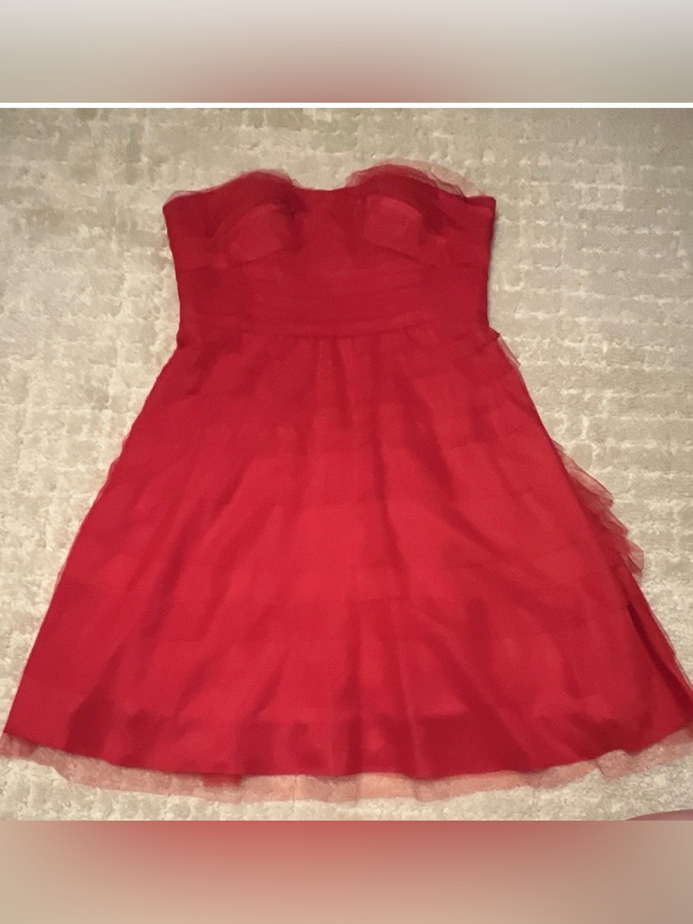 Adrianna Papell Red Solid Sweetheart Strapless Fit & Flare Tulle Mini 10